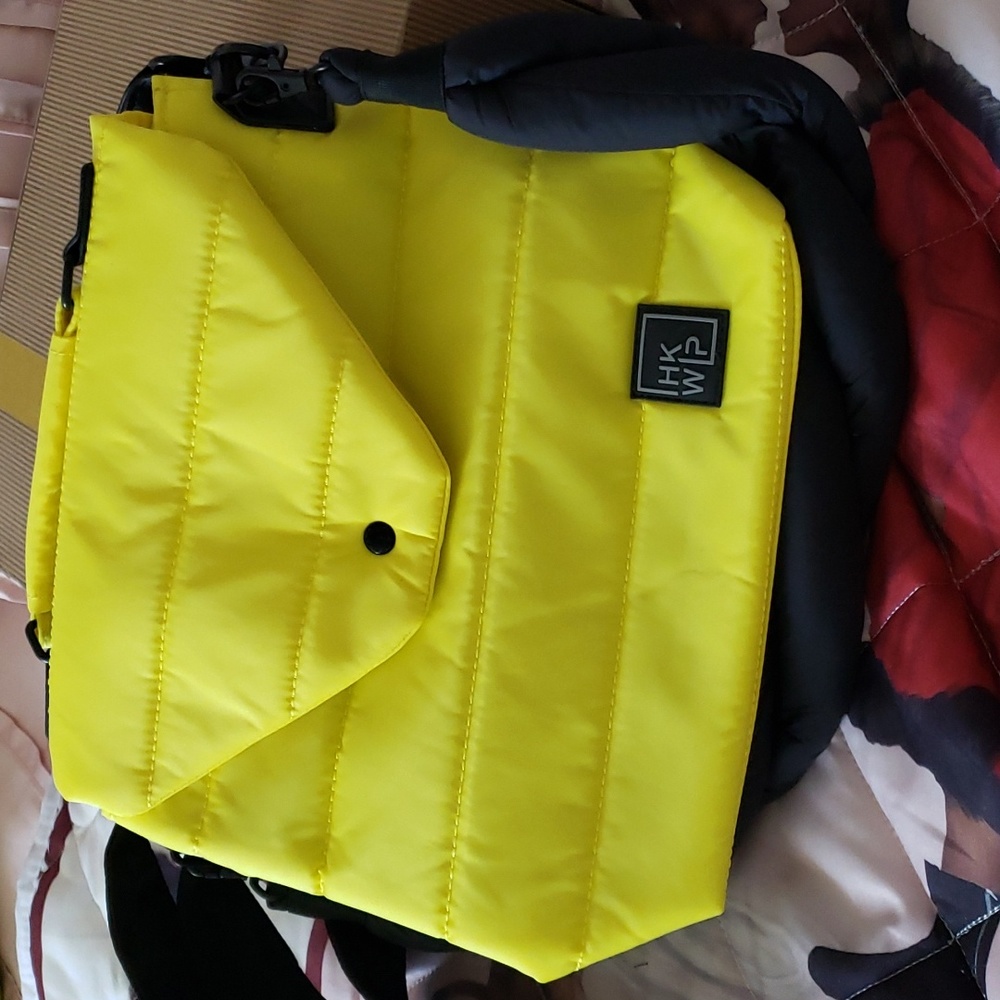 Bright yellow puffer crossbody bag